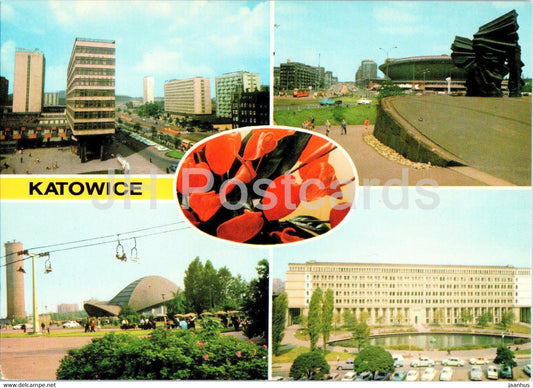 Katowice - Ulica Armii Czerwonej - Pomnik Powstancow Slaskich - Red Army Street - multiview - Poland - unused - JH Postcards