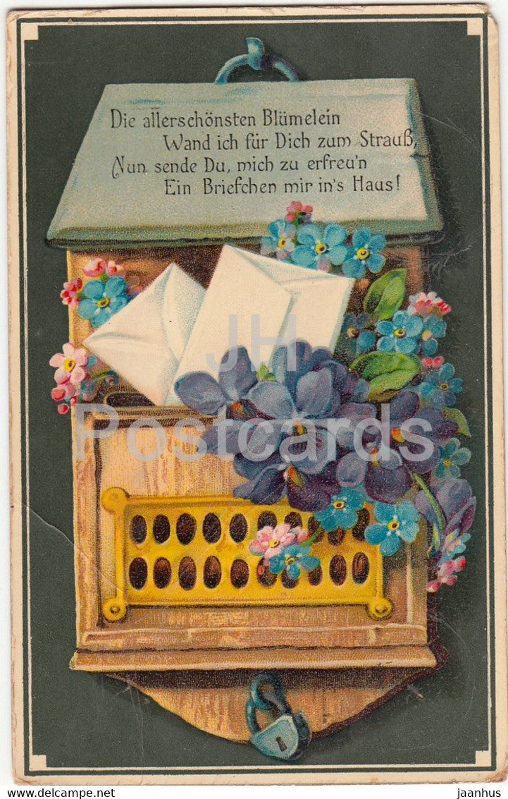 mail - flowers - Die allerschonsten Blumelein - illustration - SB 821 H -  old postcard - 1913 - Germany - used - JH Postcards