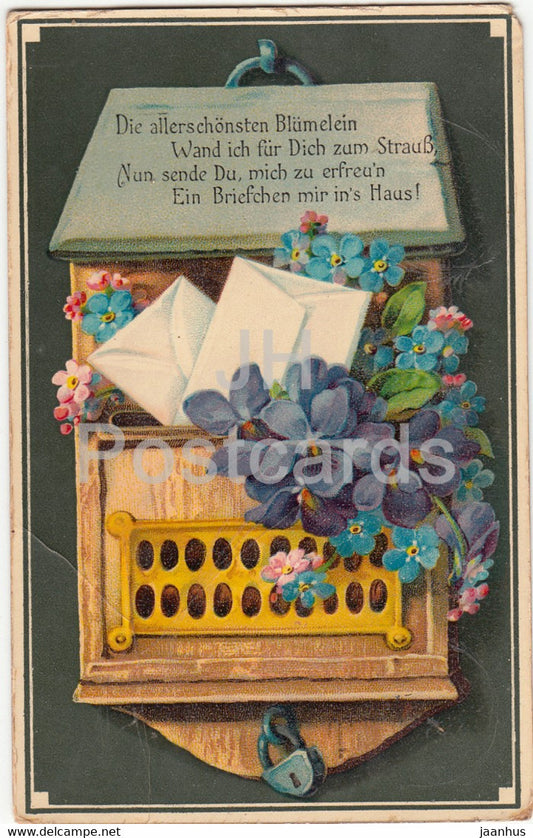 mail - flowers - Die allerschonsten Blumelein - illustration - SB 821 H -  old postcard - 1913 - Germany - used - JH Postcards