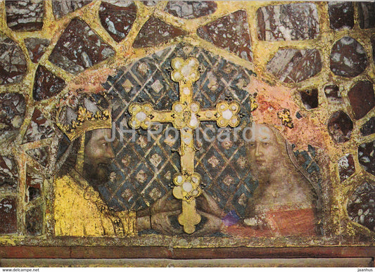 Karlstejn Castle - St Catherines Chapel a double portrait of Charles IV and his spouse - Czechoslovakia - unused - JH Postcards