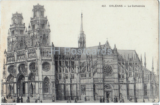 Orleans - La Cathedrale - illustration - 402 - old postcard - France - unused - JH Postcards