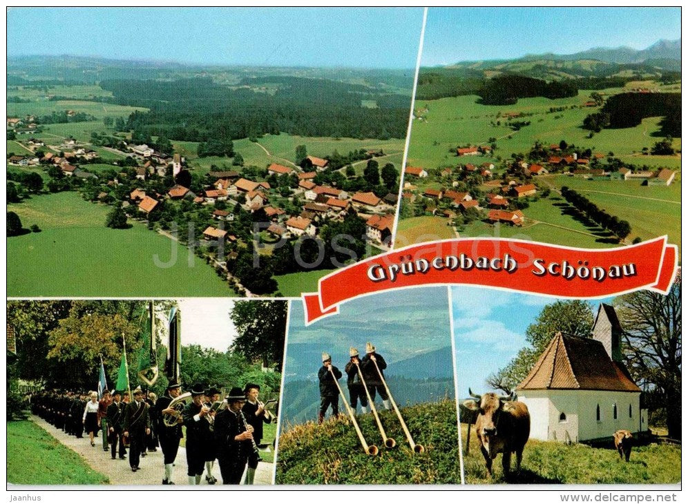 Grünenbach Schönau - Allgäu - Kuh - cow - horn - 8999 - Germany - gelaufen - JH Postcards