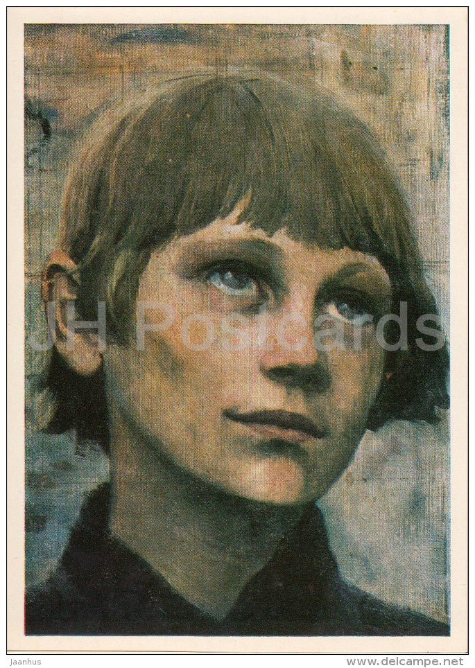 painting by M. Nesterov - A praying youth . Fragment , 1891 - Russian art - Russia USSR - 1986 - unused - JH Postcards