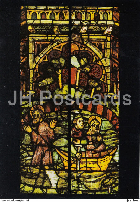 Uberfahrt des Eustachius - Mariendom Erfurt - Gotische Bildfenster - cathedral - DDR Germany - unused - JH Postcards