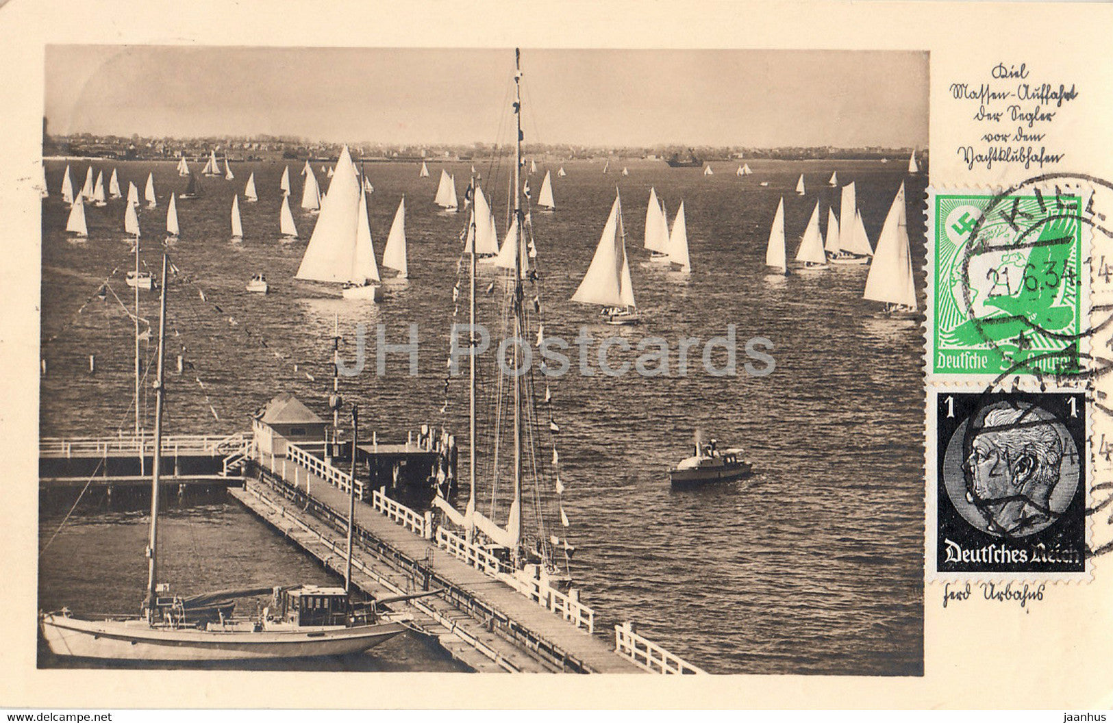 Kiel - Segler - sailing boat - 5138 - old postcard - 1934 - Germany - used - JH Postcards