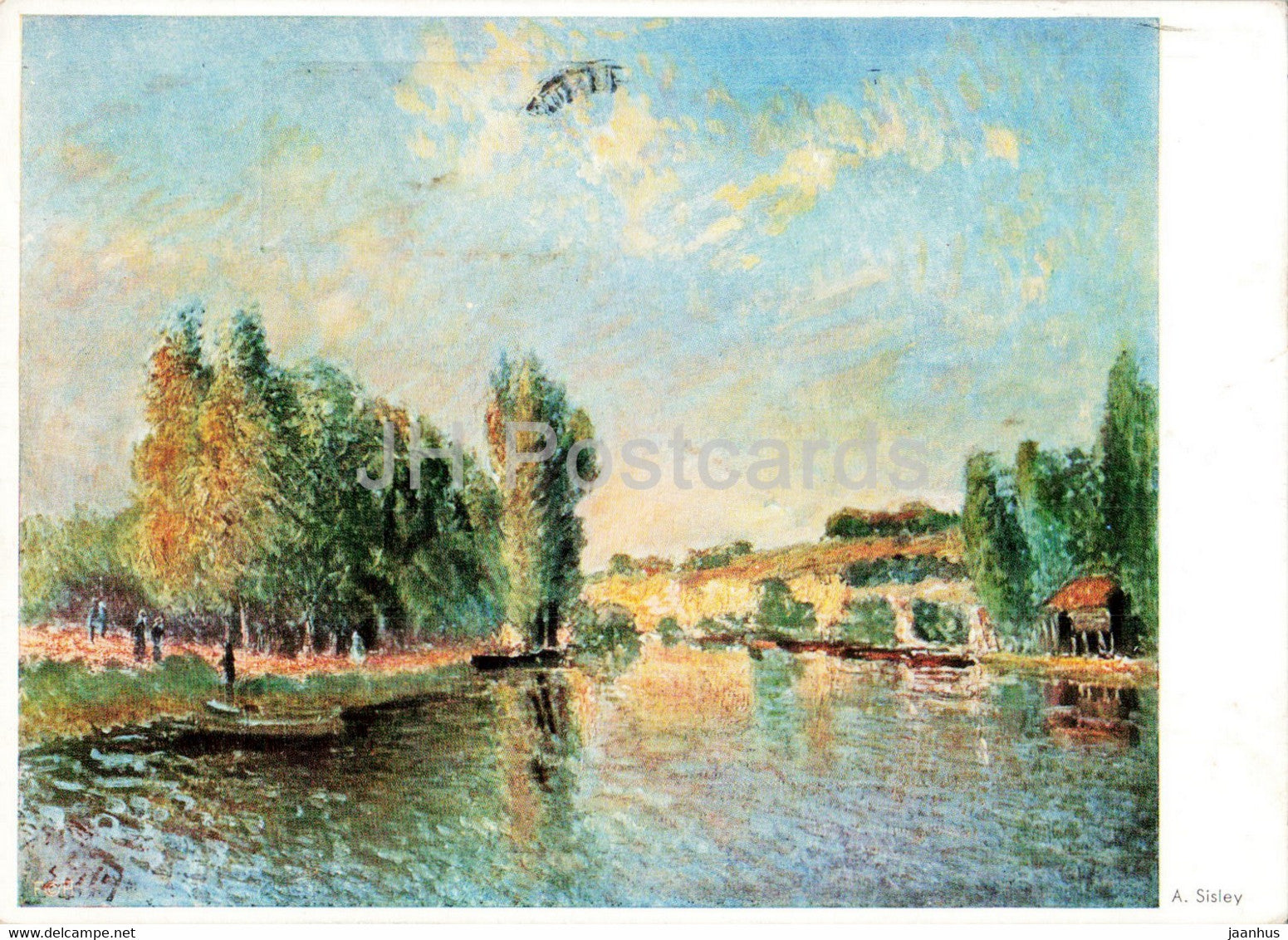 painting by Alfred Sisley - Le Loing - French art - old postcard - Germany - used - JH Postcards