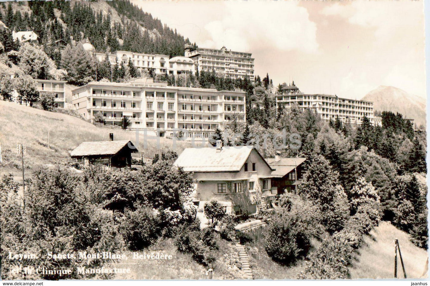 Leysin - Sanats Mont Blanc - Belvedere et la Clinique Manufacture - 627 - old postcard - 1954 - Switzerland - used - JH Postcards