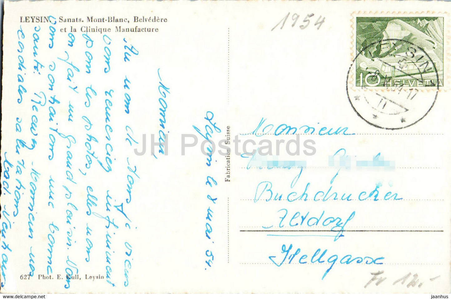 Leysin - Sanats Mont Blanc - Belvedere et la Clinique Manufacture - 627 - old postcard - 1954 - Switzerland - used