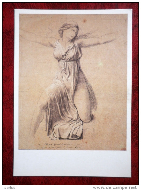 Drawing by Jacques Louis David - Study of a Female Figure - french art - unused - JH Postcards