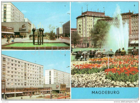 Magdeburg - Karl-Marx-Strasse - Wilhelm-Pleck-Allee - fountain - Germany - 1975 gelaufen - JH Postcards