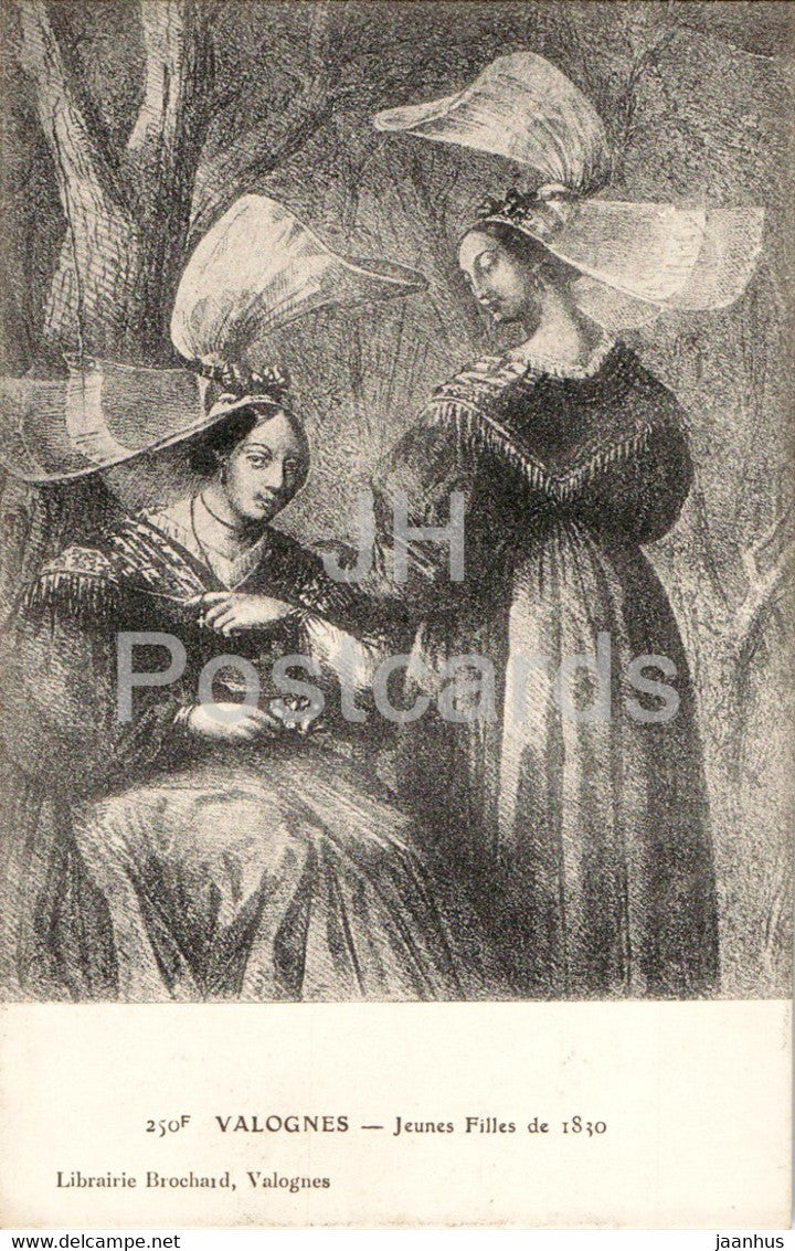 Valonges - Jeunes Filles de 1830 - 250 F - painting - french art - old postcard - France - unused - JH Postcards