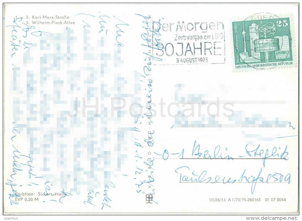 Magdeburg - Karl-Marx-Strasse - Wilhelm-Pleck-Allee - fountain - Germany - 1975 gelaufen - JH Postcards