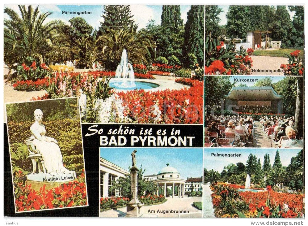 So schön ist es in Bad Pyrmont - Palmengarten - Königin Luise - Am Augenbrunnen - Germany - 1988 gelaufen - JH Postcards