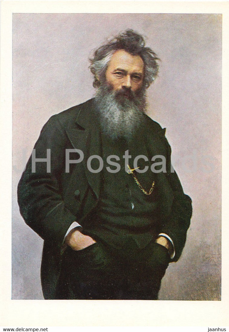 painting by I. Kramskoy - Portrait of Russian artist Shishkin - Russian art - 1978 - Russia USSR - unused - JH Postcards