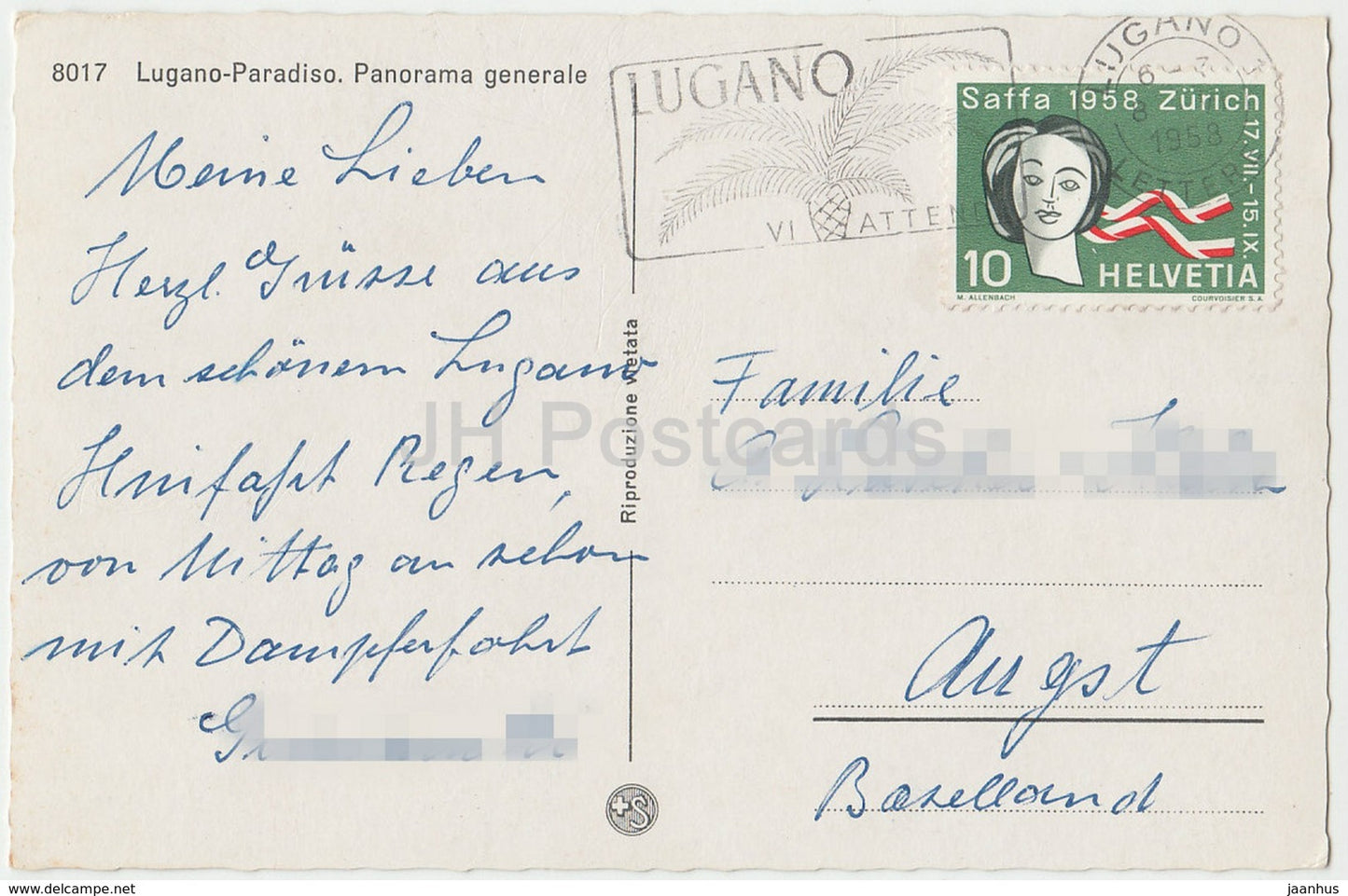 Lugano-Paradiso - Panorama Generale - 8017 - Switzerland - 1958 - used