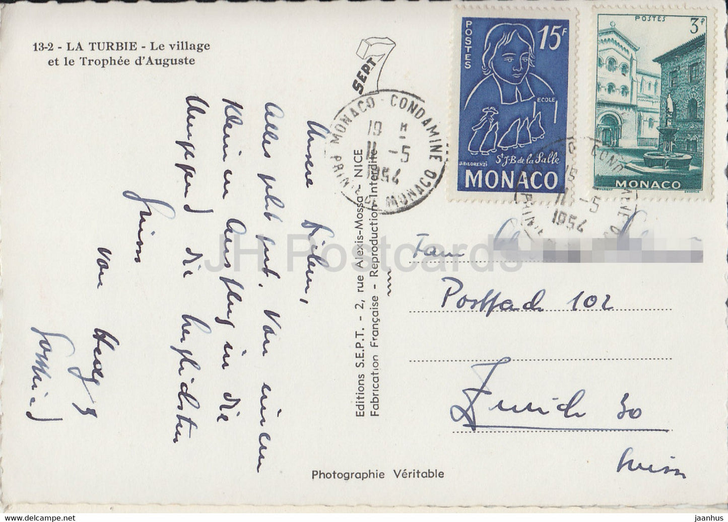 La Turbie - Le village et le Trophée d'Auguste - carte postale ancienne - 1964 - France - occasion