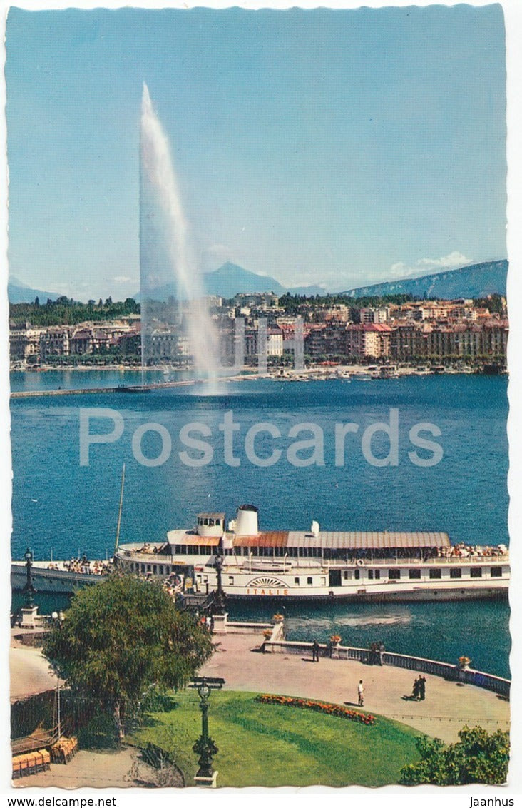 Geneve - Geneva - La Rade - le Jet d'Eau et le Mont Blanc - ship - 425 - Switzerland - unused - JH Postcards