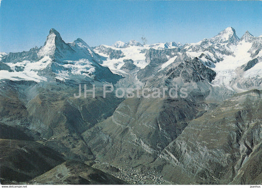 Zermatt Flugaufnahme - Matterhorn - Mont Blanc - St Blanche - 2505 - Switzerland - used - JH Postcards