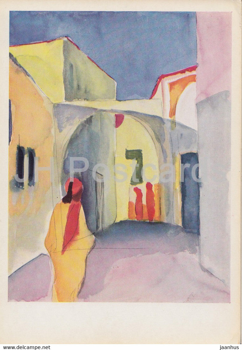 painting by August Macke - Blick in eine Gasse - 65 - German art - Germany - unused - JH Postcards