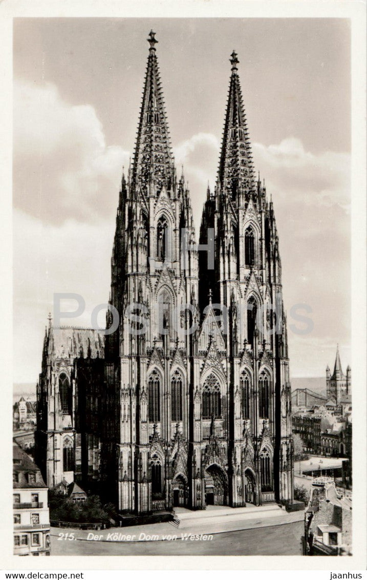 Der Kolner Dom von Westen - Cologne - cathedral - 215 - old postcard - Germany - unused - JH Postcards