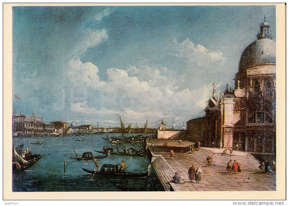 painting by Luigi Vicentini - Santa Maria della Salute , 1868 - gondola - Italian art - 1977 - Russia USSR - unused - JH Postcards