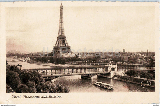 Paris - Panorama sur la Seine - bridge - old postcard - 1950 - France - used - JH Postcards