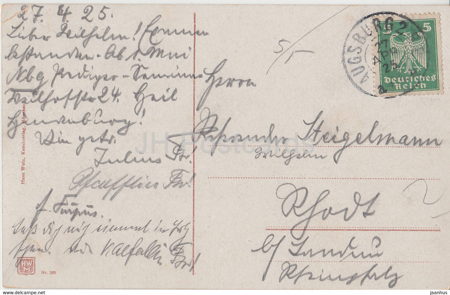 Augsburg - Kgl Regierung - alte Postkarte - 1925 - Deutschland - gebraucht