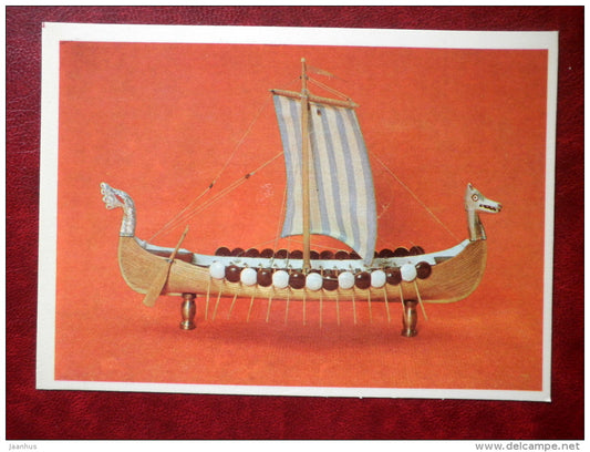 Viking ship - model ship - 1979 - Estonia USSR - unused - JH Postcards