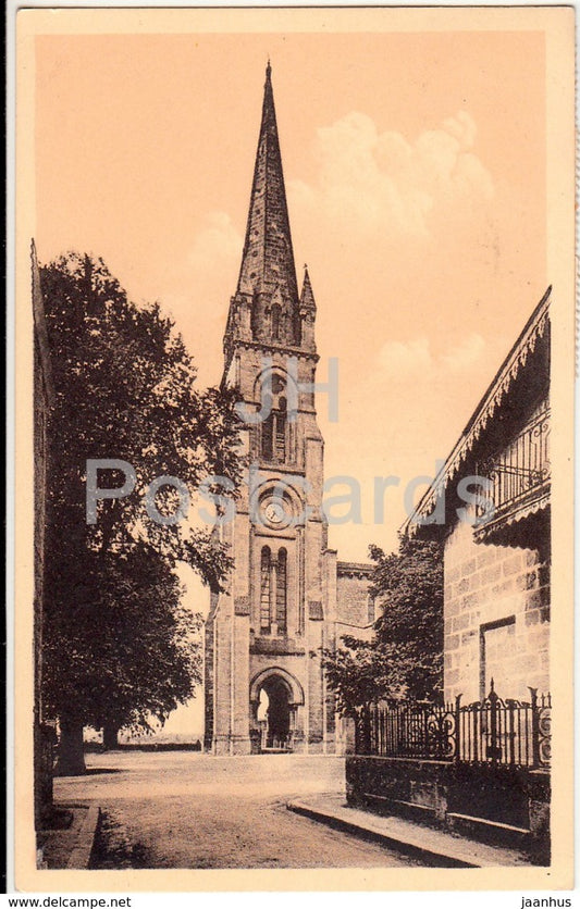 St Loubes - Le Clocher - church - 1943 - old postcard - France - used - JH Postcards