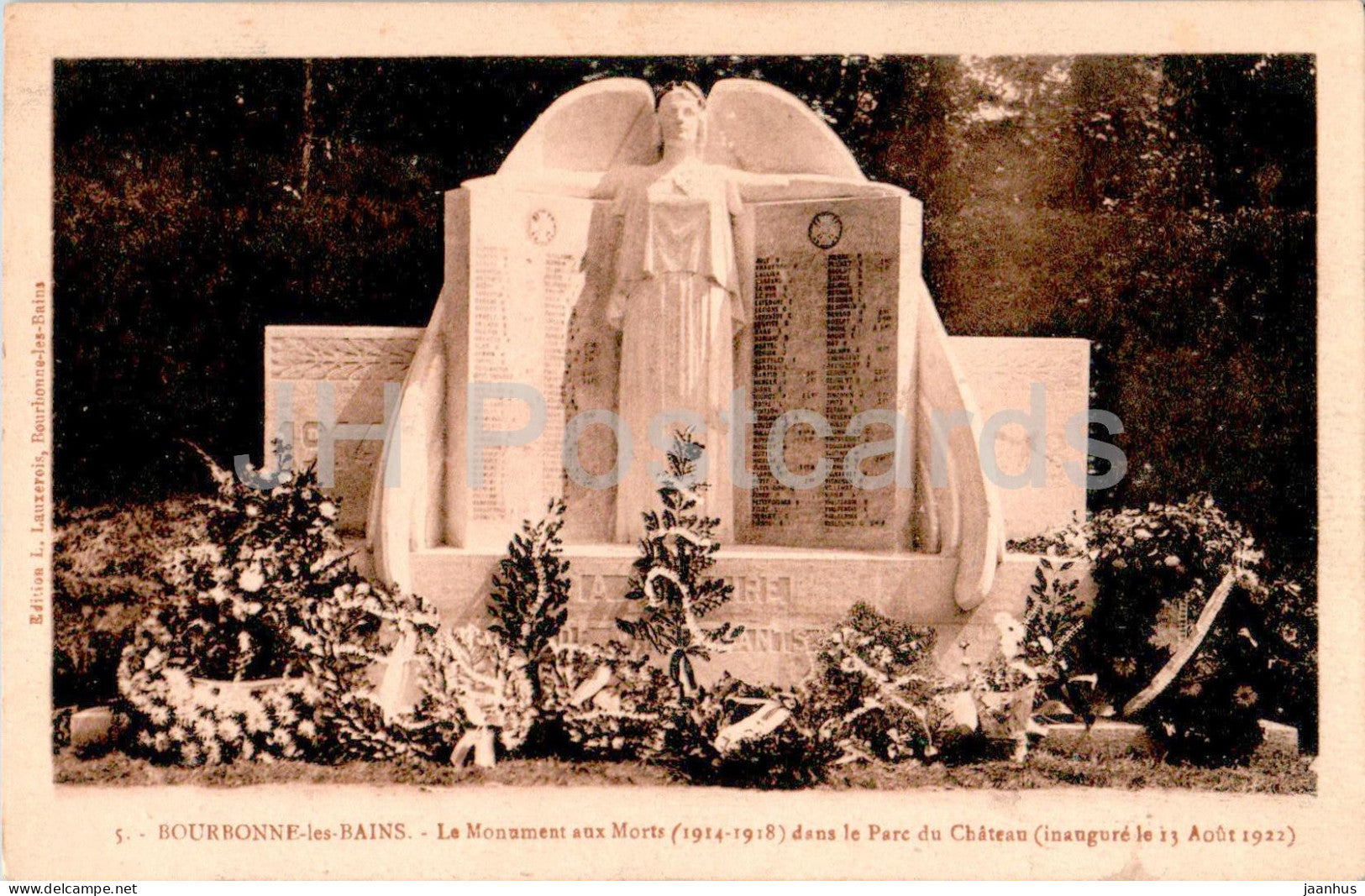 Bourbonne Les Bains - Le Monument aux Morts dans le Parc du Chateau - WWI - 5 - old postcard - 1925 - France - used - JH Postcards