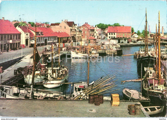 Bornholm - Allinge - The Harbour - Port - ship - Denmark - used - JH Postcards