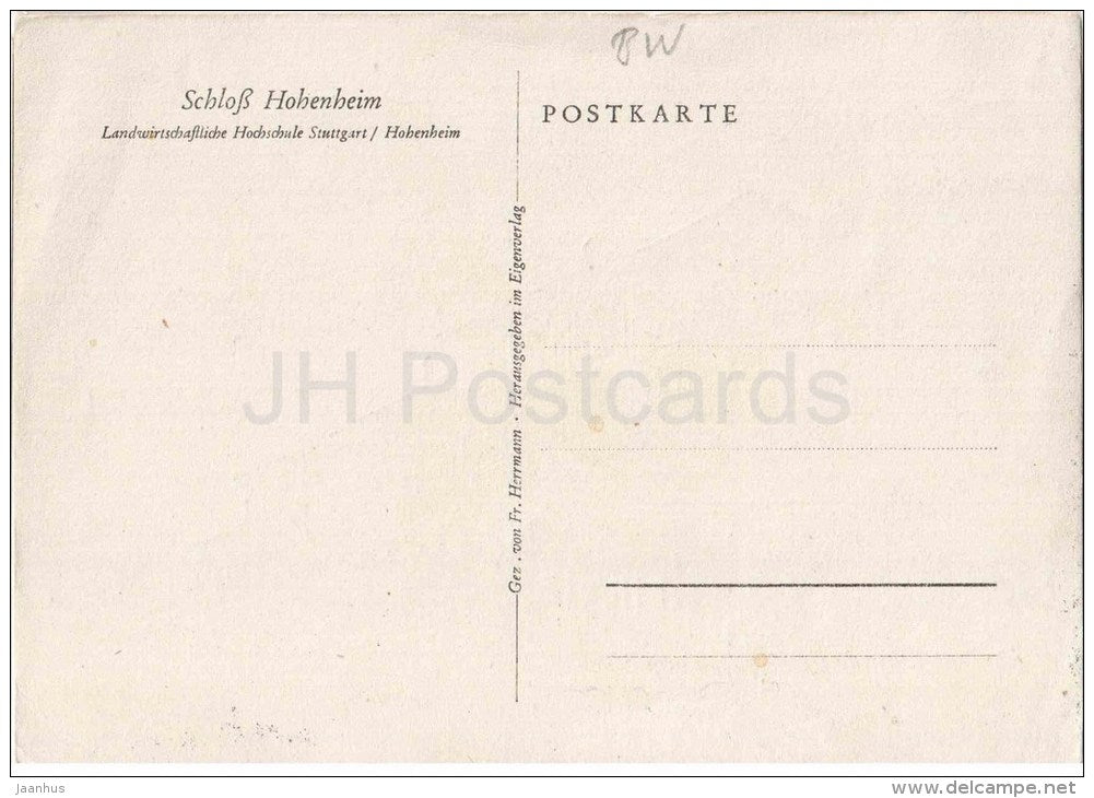 Schloss Hohenheim - Landwirtschaftliche Hochschule Stuttgart - von Fr. Herrmann - Germany - ungelaufen - JH Postcards