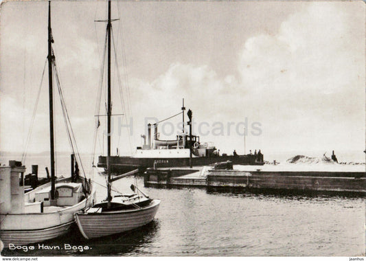 Bogo Havn - sailing boat - ship - ferry Gudrun - old postcard - Denmark - used - JH Postcards
