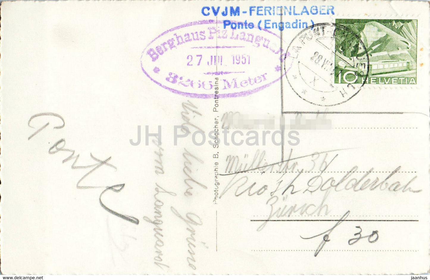 Languardhütte gegen das Puschlav - 266 - 1951 - alte Postkarte - Schweiz - gebraucht