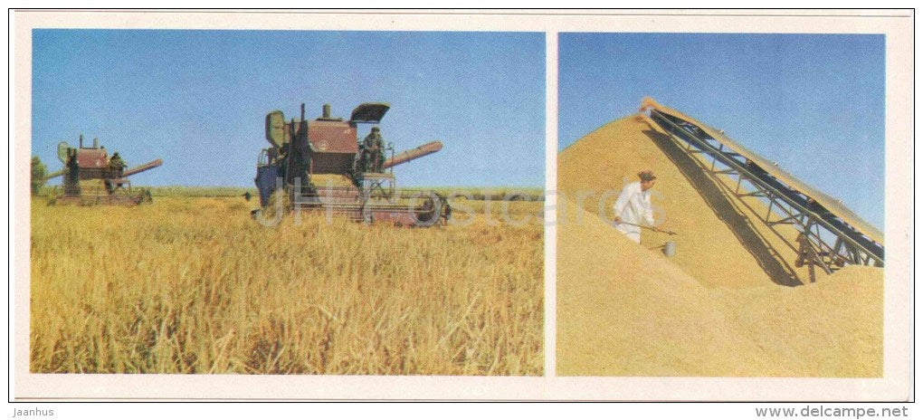 rice harvesting - harvester - Karakalpakstan - 1974 - Uzbekistan USSR - unused - JH Postcards