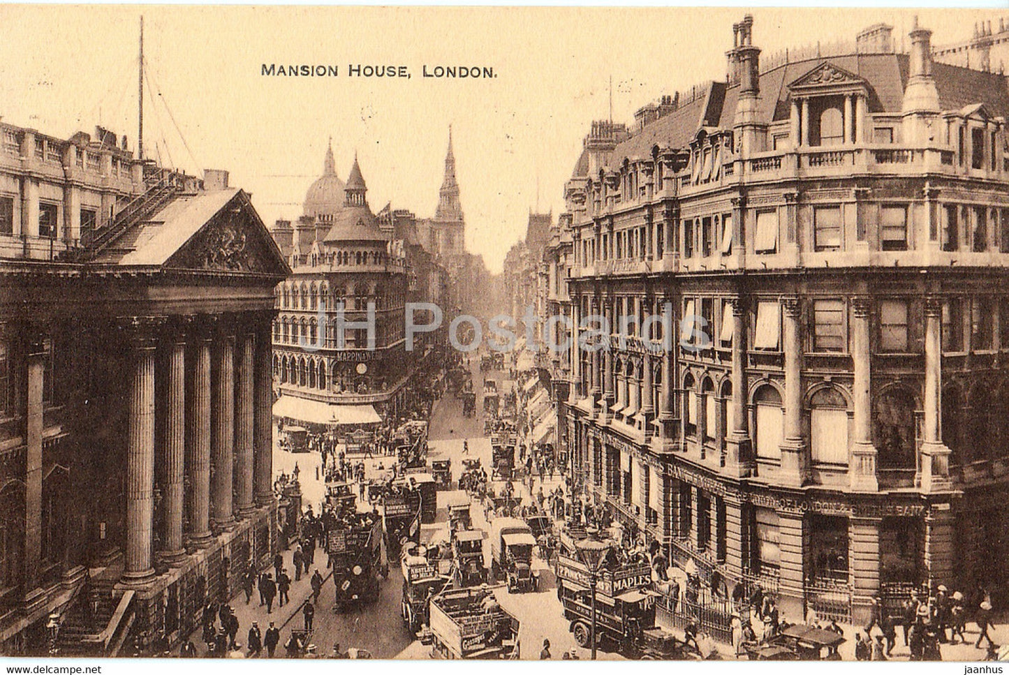 London - Mansion House - car - old postcard - United Kingdom - England - used - JH Postcards