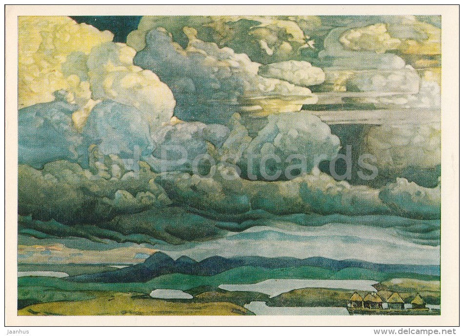 painting by N. Roerich - Heavenly fight - Russian art - Russia USSR - 1981 - unused - JH Postcards