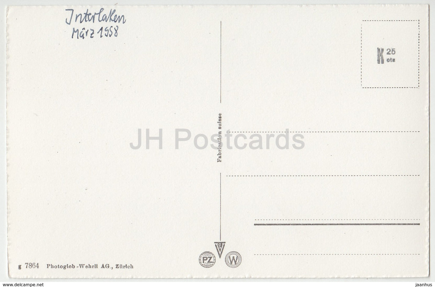 Interlaken - Blick von Hohenweg auf die Jungfrau - 7864 - Switzerland - 1958 - used