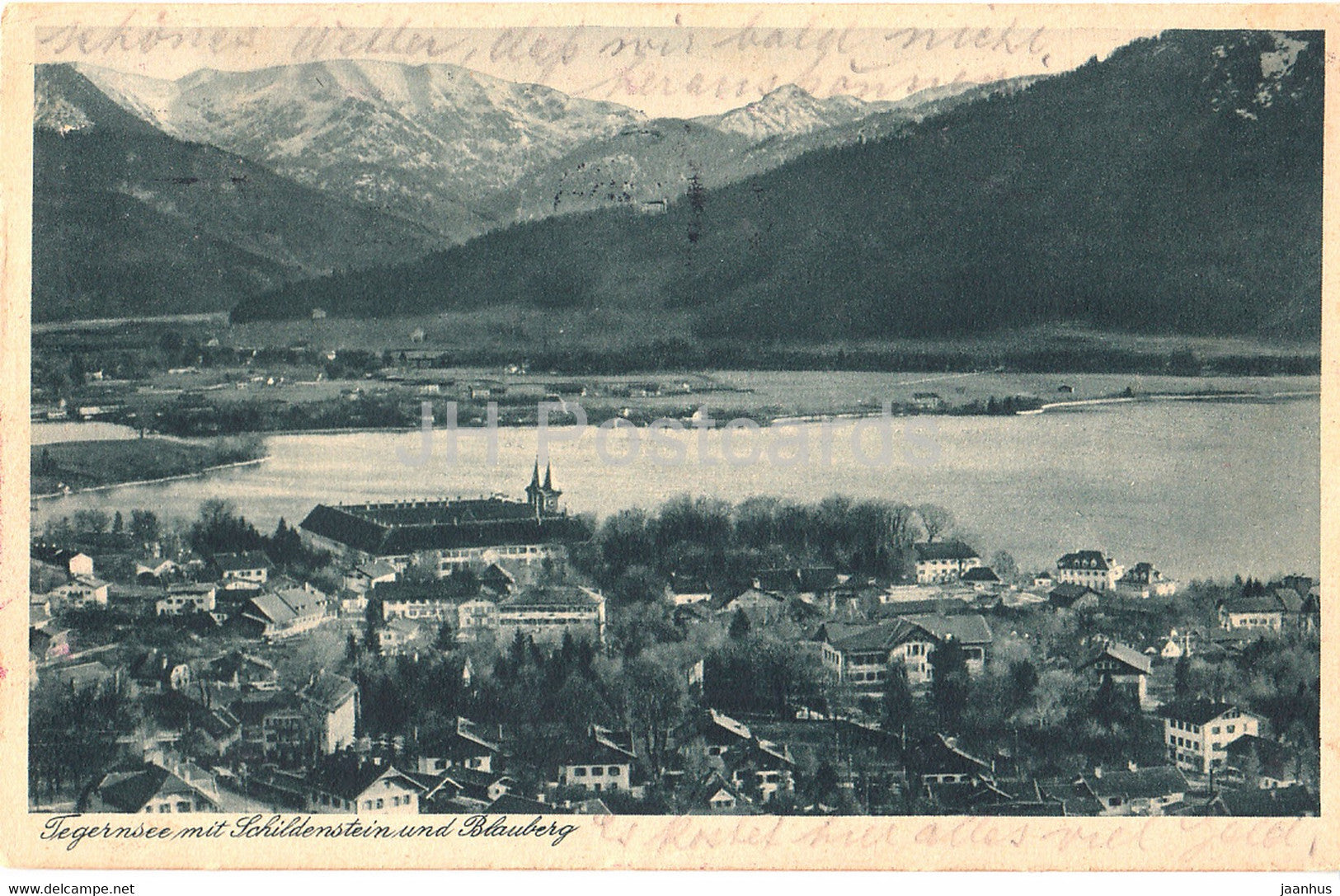 Tegernsee mit Schildenstein und Blauberg - 9218 - old postcard - 1928 - Germany - used - JH Postcards