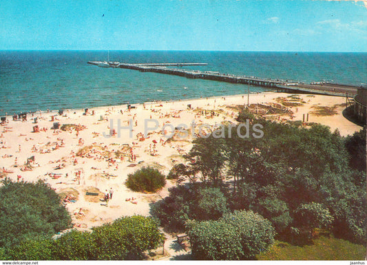 Sopot - beach - 1977 - Poland - used - JH Postcards