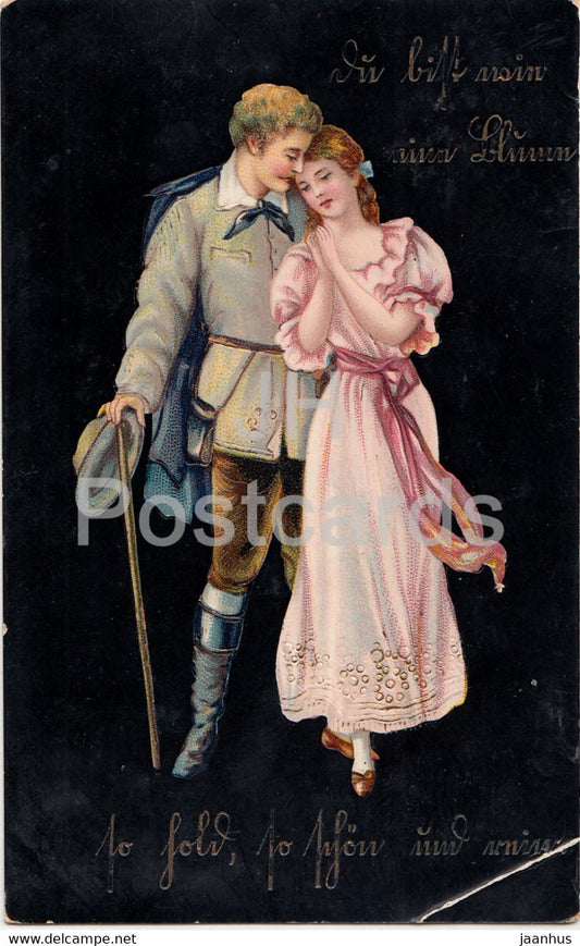 Du bist wie eine Blume - man and woman - couple - illustration - 941 N - old postcard - 1909 - Germany - used - JH Postcards