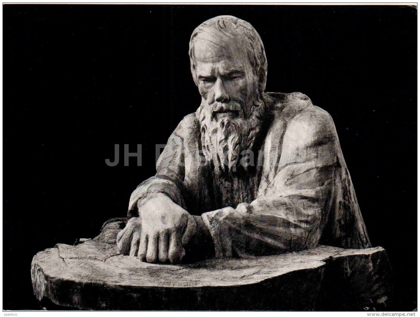 sculpture by S. Konenkov - Russian Writer F. Dostoyevsky , 1955 - russian art - 1965 - Russia USSR - unused - JH Postcards