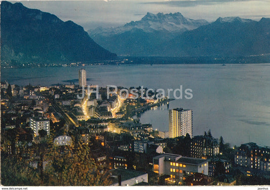 Montreux - La Ville et les Dents du Midi a la tombee du jour - 878 - Switzerland - unused - JH Postcards