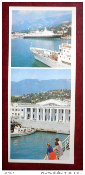 view of the city from the sea - marine Station - ship Tadjikistan - Yalta - Jalta - 1981 - Ukraine USSR - unused - JH Postcards