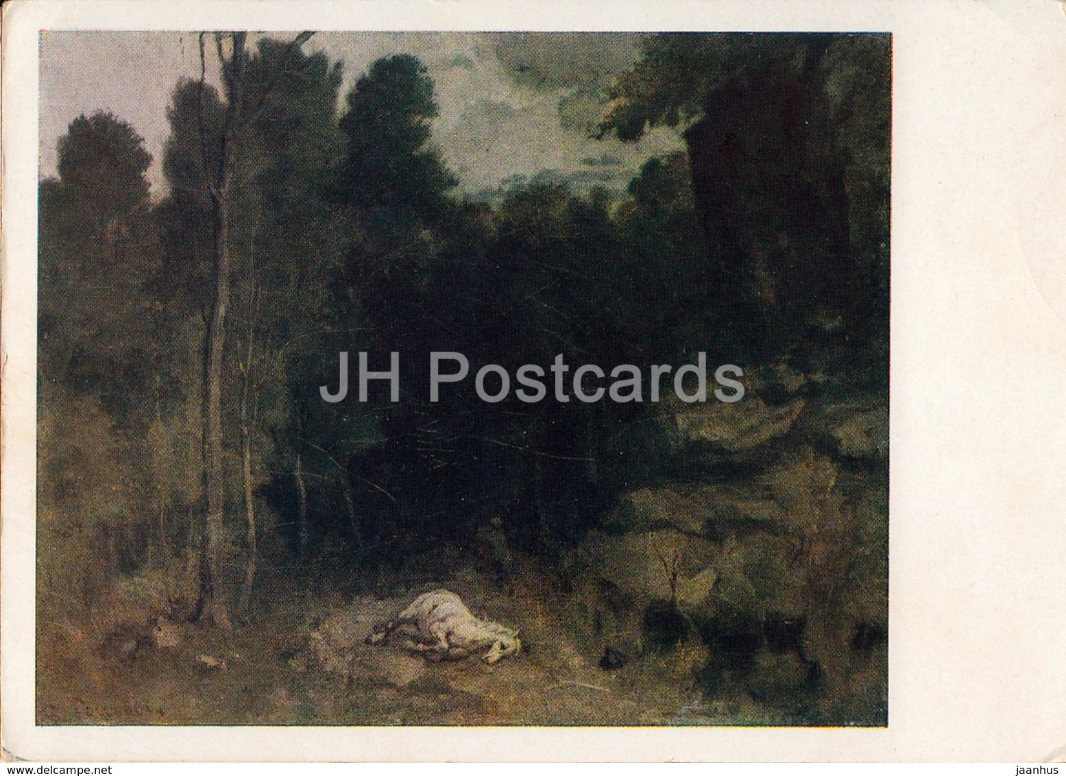 painting by Gustave Courbet - Landscape with Killed Horse - French art - 1962 - Russia USSR - unused - JH Postcards