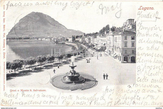 Lugano - Quai e Monte S Salvatore - 6150 - old postcard - 1902 - Switzerland - used - JH Postcards