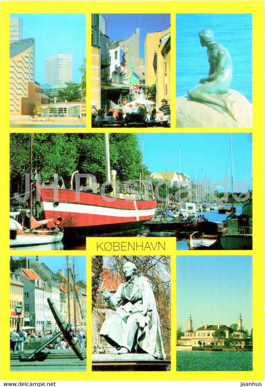 Copenhagen - Little Mermaid - street views - anchor - boat - multiview - 135 - Denmark - unused - JH Postcards