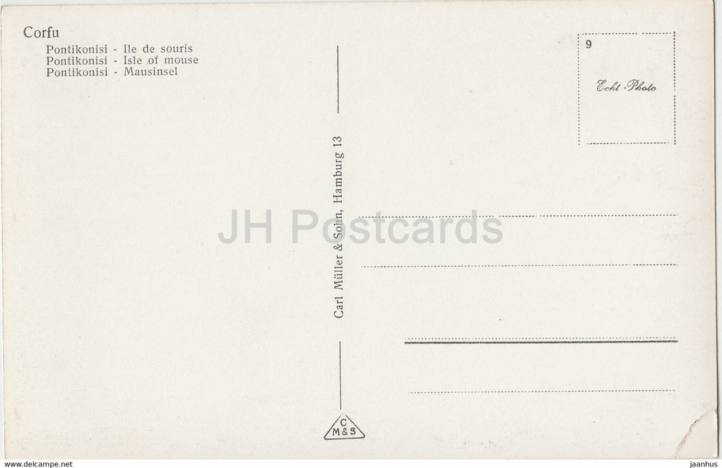 Korfu - Pontikonisi - Mauseinsel - 787 a - alte Postkarte - Griechenland - unbenutzt