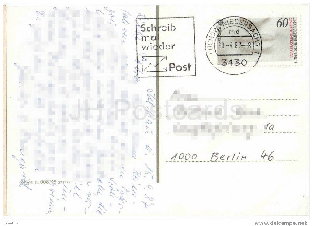 Uelzen , Lüneburger Heide - St. Marienkirche - Uhlenkörper - Rathaus - EUROPA CEPT - Germany - 1987 gelaufen - JH Postcards