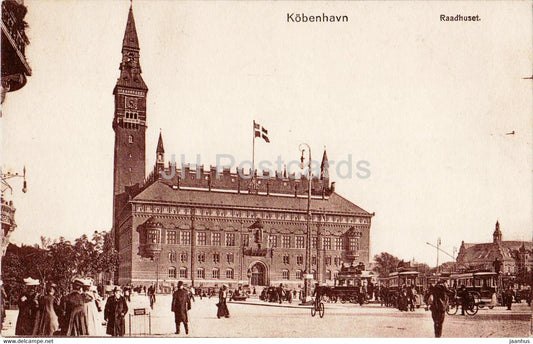 Copenhagen - Raadhuset - Town Hall - old postcard - 1917 - Denmark - used - JH Postcards